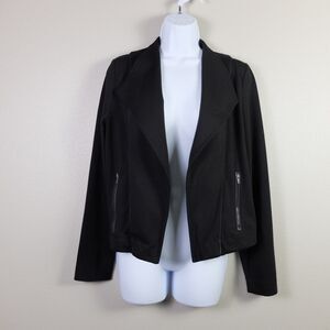 Banana Republic Factory Black Open Front Ponte Knit Moto Jacket Size Medium